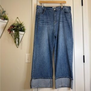 GoGo Jeans USA Wide Leg Cuff Denim Jeans